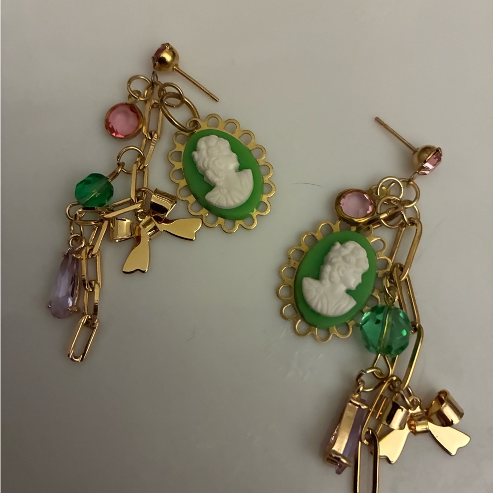 Cameo neon earrings handmade